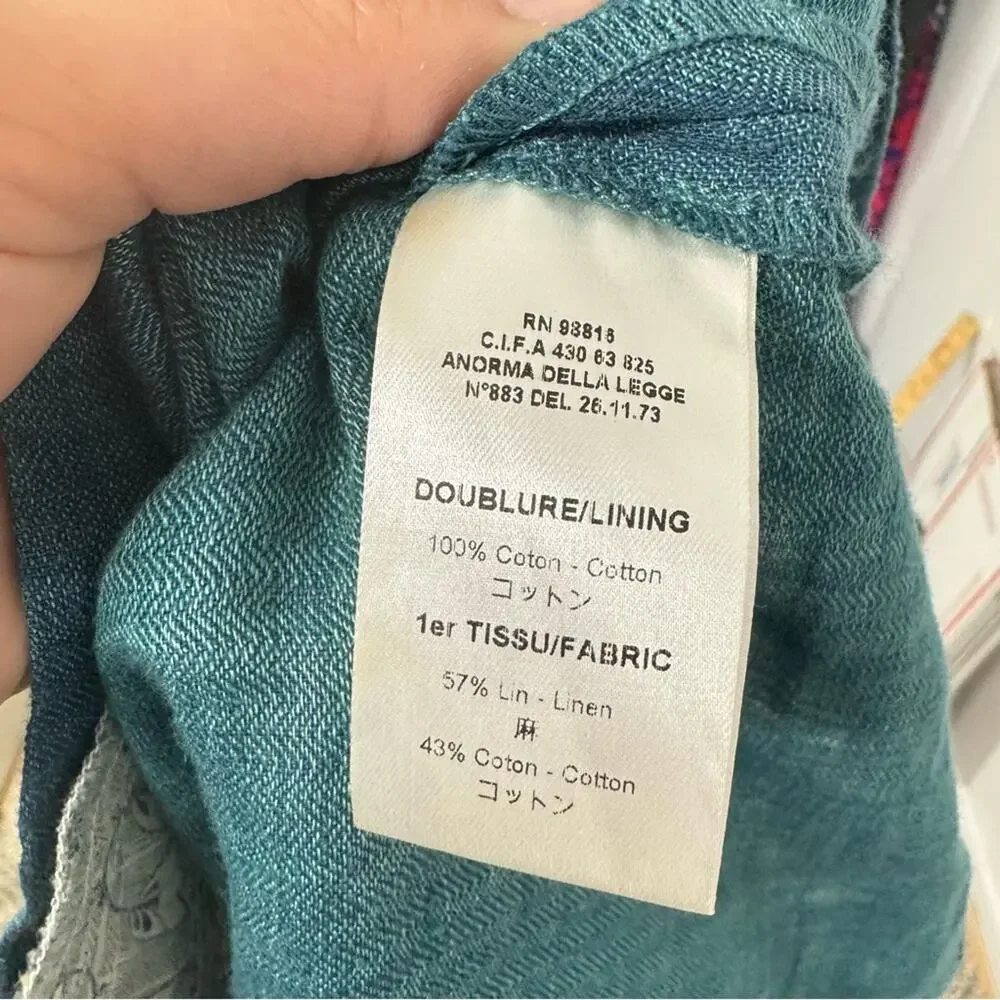 Cotelac Blue Green Mini Skirt Womens 0 Linen Cotton Blend Lightweight Casual